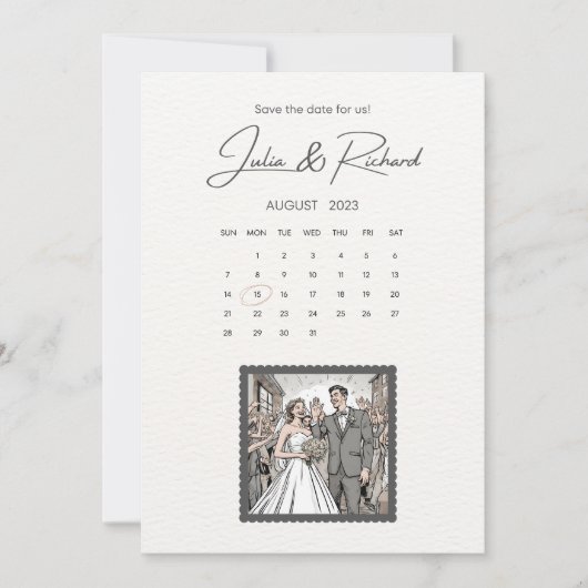 Invitation Couple de style BD dessin enregistrer la date (Devant)