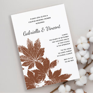 Invitation Couple de timbre de feuilles Brown Wedding shower