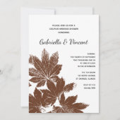 Invitation Couple de timbre de feuilles Brown Wedding shower (Devant)