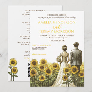 Invitation Couple de tournesol avec détails