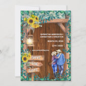 Invitation Couple de tournesol occidental bois rustique de ca (Devant)