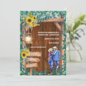 Invitation Couple de tournesol occidental bois rustique de ca (Debout devant)