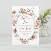 Invitation Couple Douche Aquarelle Automne Boho Fleurs sauvag (Debout devant)