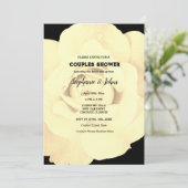 Invitation Couple Douche ivoire Noir Floral Rose Mariage (Debout devant)