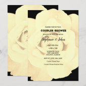 Invitation Couple Douche ivoire Noir Floral Rose Mariage (Devant / Derrière)