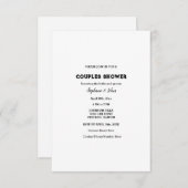 Invitation Couple Douche noir blanc Mariage simple (Devant / Derrière)