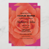 Invitation Couple Douche rose Orange Floral Mariage (Devant / Derrière)