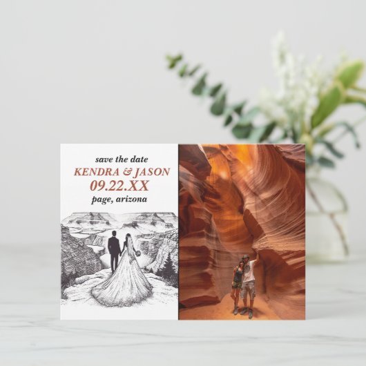 Invitation Couple du Grand Canyon Enregistrer la date (Debout devant)