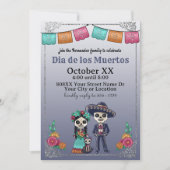 Invitation Couple du Jour des Morts et chat (Devant)