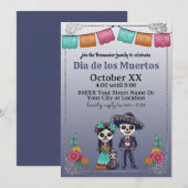 Invitation Couple du Jour des Morts et chat (Devant / Derrière)