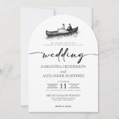 Invitation Couple en canoë avec code QR pour mariage (Devant)
