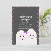 Invitation Couple Fantôme Couple Halloween Parsemer Gris (Debout devant)