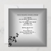 Invitation Couple floral d'argent noir asiatique du 25e anniv (Dos)