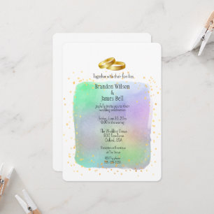Invitation Couple gay aquarelles arc-en-ciel et paillettes do
