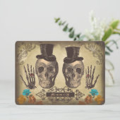 Invitation Couple gay crâne Mariage gothique victorien Invite (Debout devant)