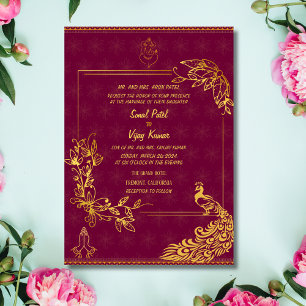 Invitation Couple hindou indien de mariage Image Paon doré