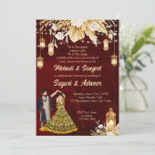 Invitation Couple indien dansant Mehndi Sangeet (Debout devant)