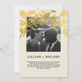 Invitation Couple Jaune & Or Photo Rustique Collage Mariage (Devant)