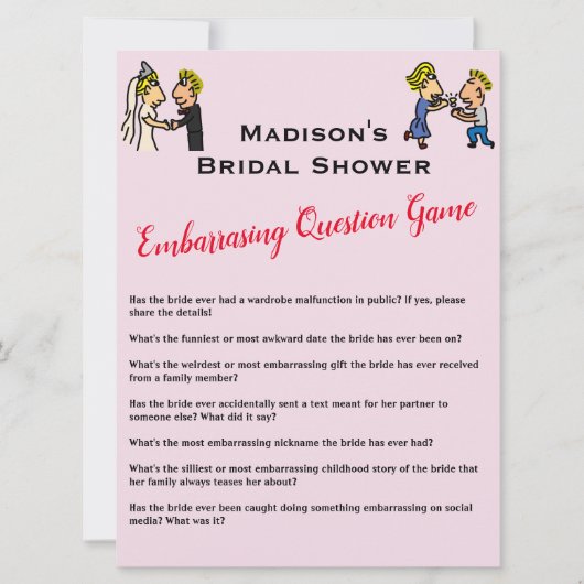 Invitation Couple ✨ jeu de Fête des mariées amusant (Devant)