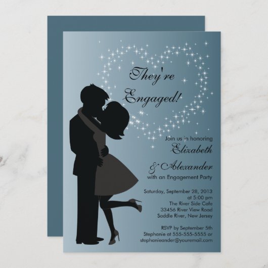 Invitation Couple joli en baiser amoureux (Devant / Derrière)