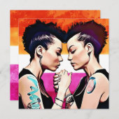 Invitation Couple lesbienne gothique punk sur le mariage de p (Devant / Derrière)
