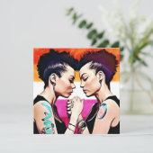 Invitation Couple lesbienne gothique punk sur le mariage de p (Debout devant)