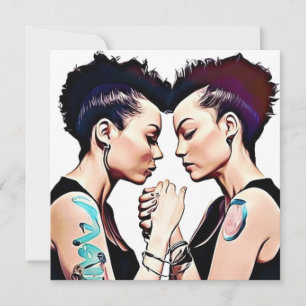 Invitation Couple lesbienne gothique punk sur le mariage de p