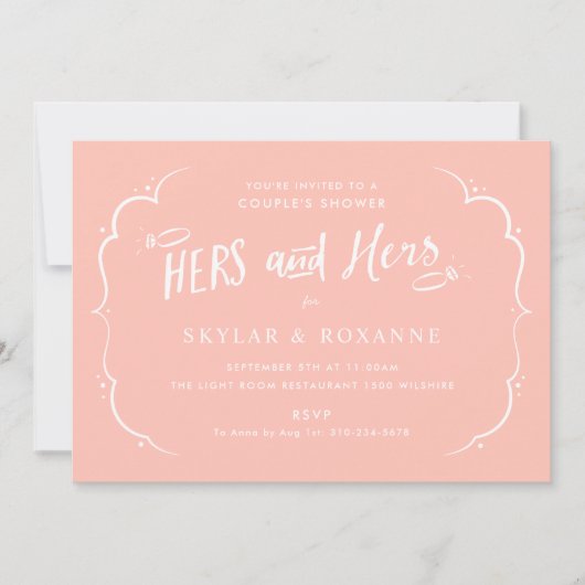 Invitation Couple lesbienne Hers et ses Couples Douche rose (Devant)