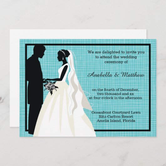 Invitation Couple Mariage Silhouette (Devant / Derrière)