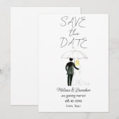 Invitation Couple marié et groom Aquarelle Mariage rustique (Devant / Derrière)