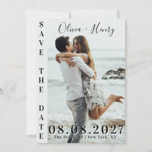 Invitation Couple Plage Moderne Côtière Photo Save The Date