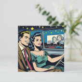 Invitation Couple rétro au film Drive-In (Debout devant)