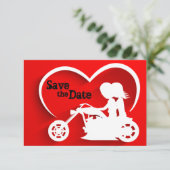 Invitation Couple Riding Motorcycle Enregistrer la date Maria (Debout devant)