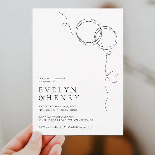 Invitation Couple Rings Romantic Engagement Party