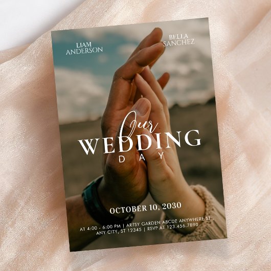 Invitation couple romantique photo de mariage de mains