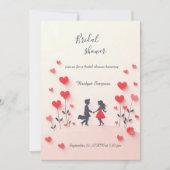 Invitation Couple romantique Silhouette coeur rouge douche nu (Devant)