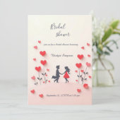 Invitation Couple romantique Silhouette coeur rouge douche nu (Debout devant)