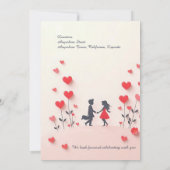 Invitation Couple romantique Silhouette coeur rouge douche nu (Dos)