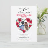 Invitation Couple Rose aquarelle 10e anniversaire Mariage (Debout devant)