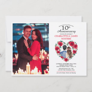 Invitation Couple Rose aquarelle 10e anniversaire Mariage