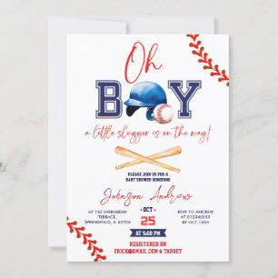 Invitation Couple Slumdunk Oh Boy Baby shower de baseball Bun