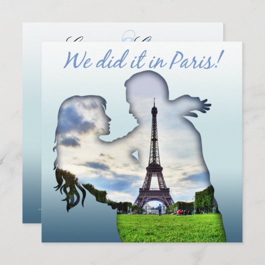 Invitation Couple Tour Eiffel Réception de Mariage à Paris (Devant / Derrière)