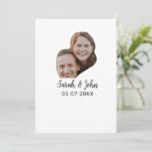 Invitation Couple visage photo ajouter nom date simple mariag (Debout devant)