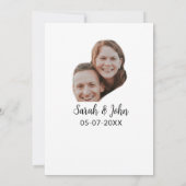 Invitation Couple visage photo ajouter nom date simple mariag (Dos)