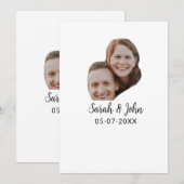 Invitation Couple visage photo ajouter nom date simple mariag (Devant / Derrière)