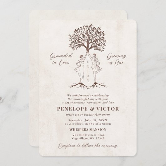 Invitation Couple Yoga Union - Arbre de la pleine conscience (Devant / Derrière)