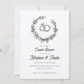 Invitation Couples à anneau Mariage de couronne rustique (Devant)