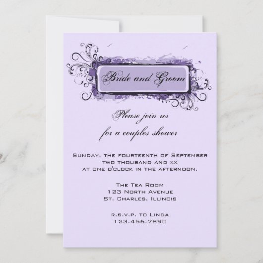 Invitation Couples Abstraits violets Wedding shower (Devant)
