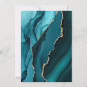 Invitation Couples Agate Turquoise et Or Douche (Dos)