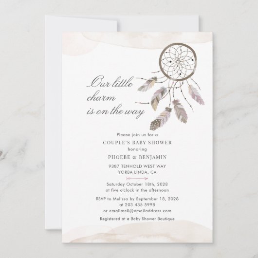 Invitation Couples Baby shower Boho Chic Dream Catcher (Devant)